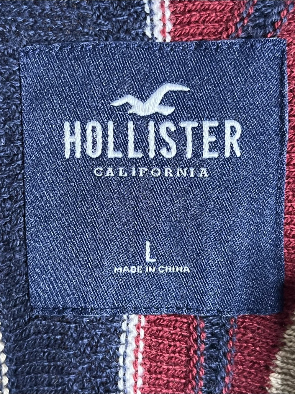 Hollister Men's Striped Crewneck Sweater - Navy, Cream, Burgundy, Olive